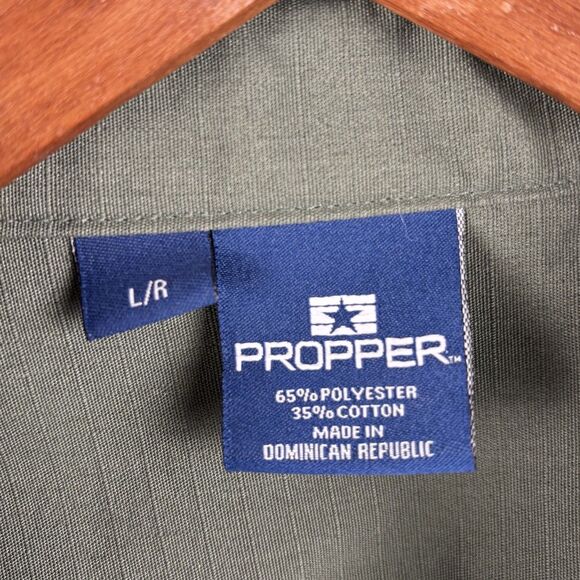 Propper® Men Green Tactical Shirt Large Long Sleeve Milt Work Uniform Button Up - Picture 3 of 9